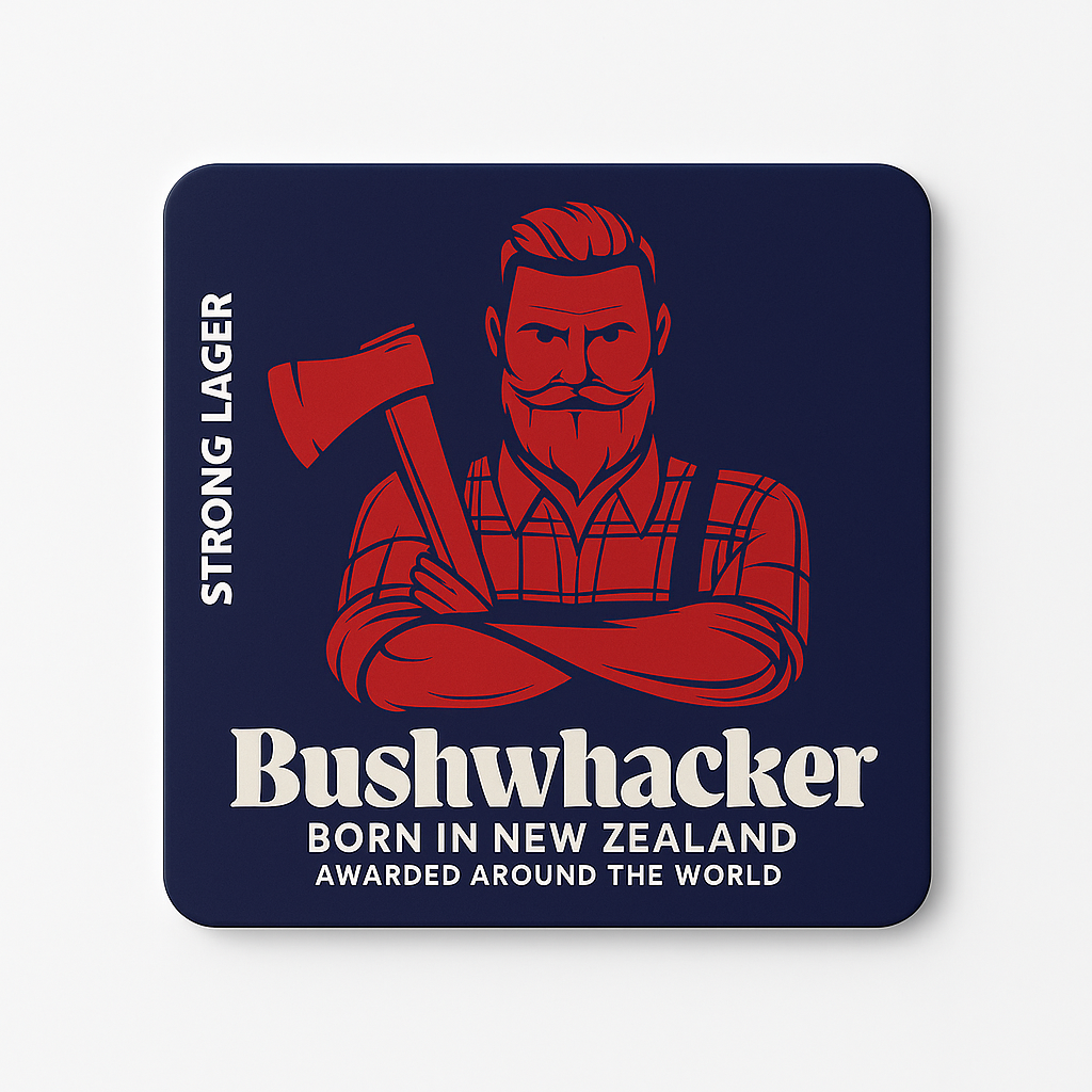 Silicone Rectangle Tea Coaster – Bushwhacker Strong Lager Design