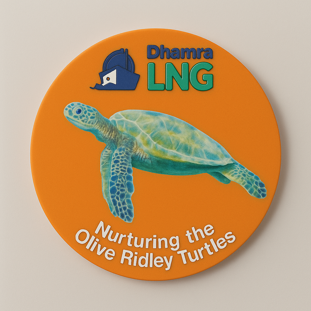 Round Silicone Tea Coaster – Dhamra LNG Design with Olive Ridley Turtle Print