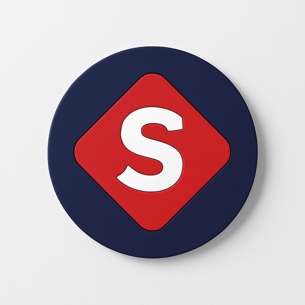 Round Silicone Tea Coaster – Stylish Blue & Red Design with “S” Logo